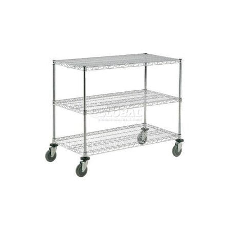 Global Equipment Nexel    Chrome ESD Adjustable Shelf Truck, 3 Shelf, 36"L x 18"W x 40"H, Polyurethane Casters C18363ESD3